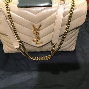 Yves St Laurent Loulou Quilted Leather Bag, Dark Beige
